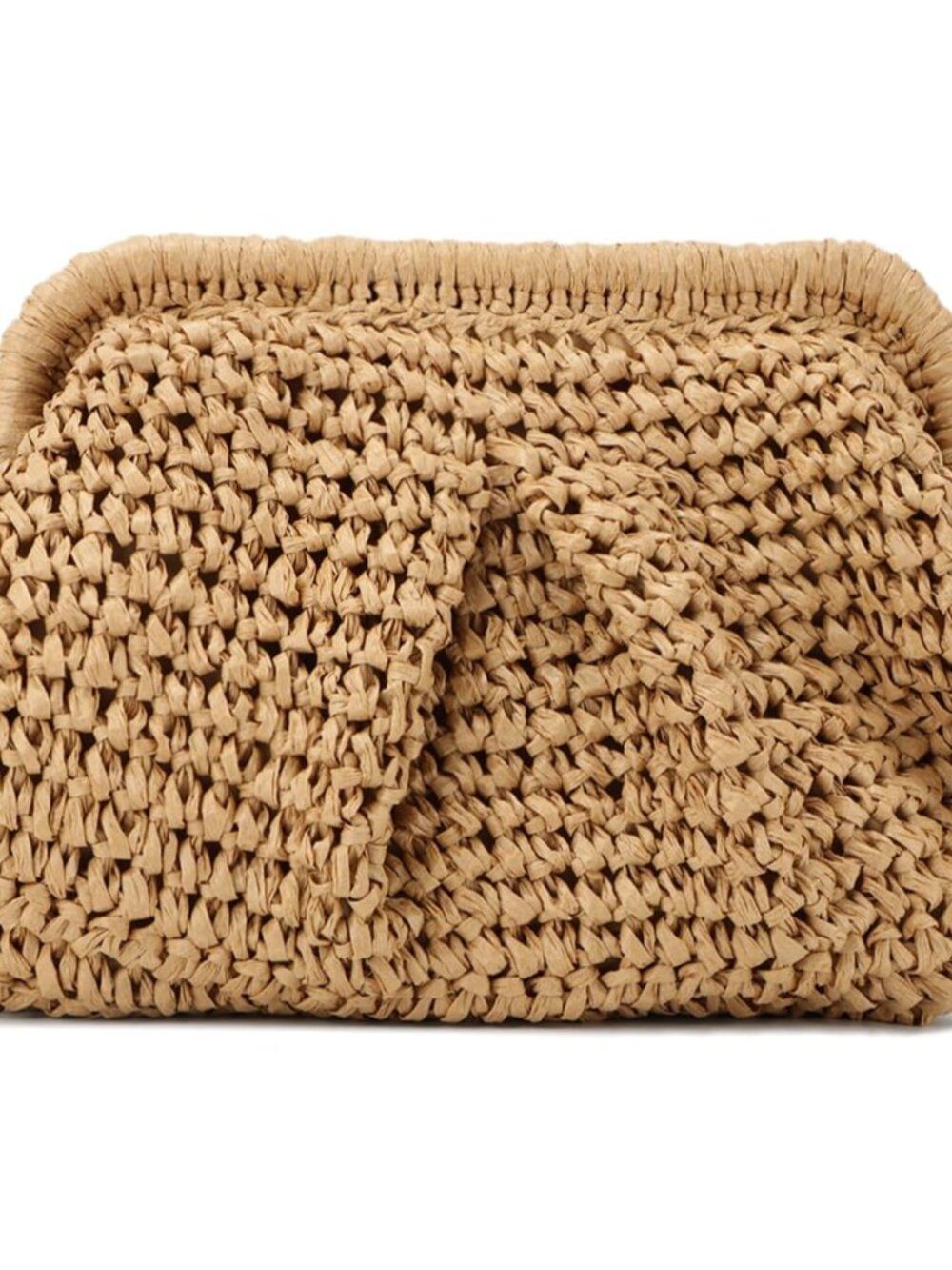 Straw Clutch Purses for Women Cloud Dumpling Pouch Straw Crossbody Shoulder Hand